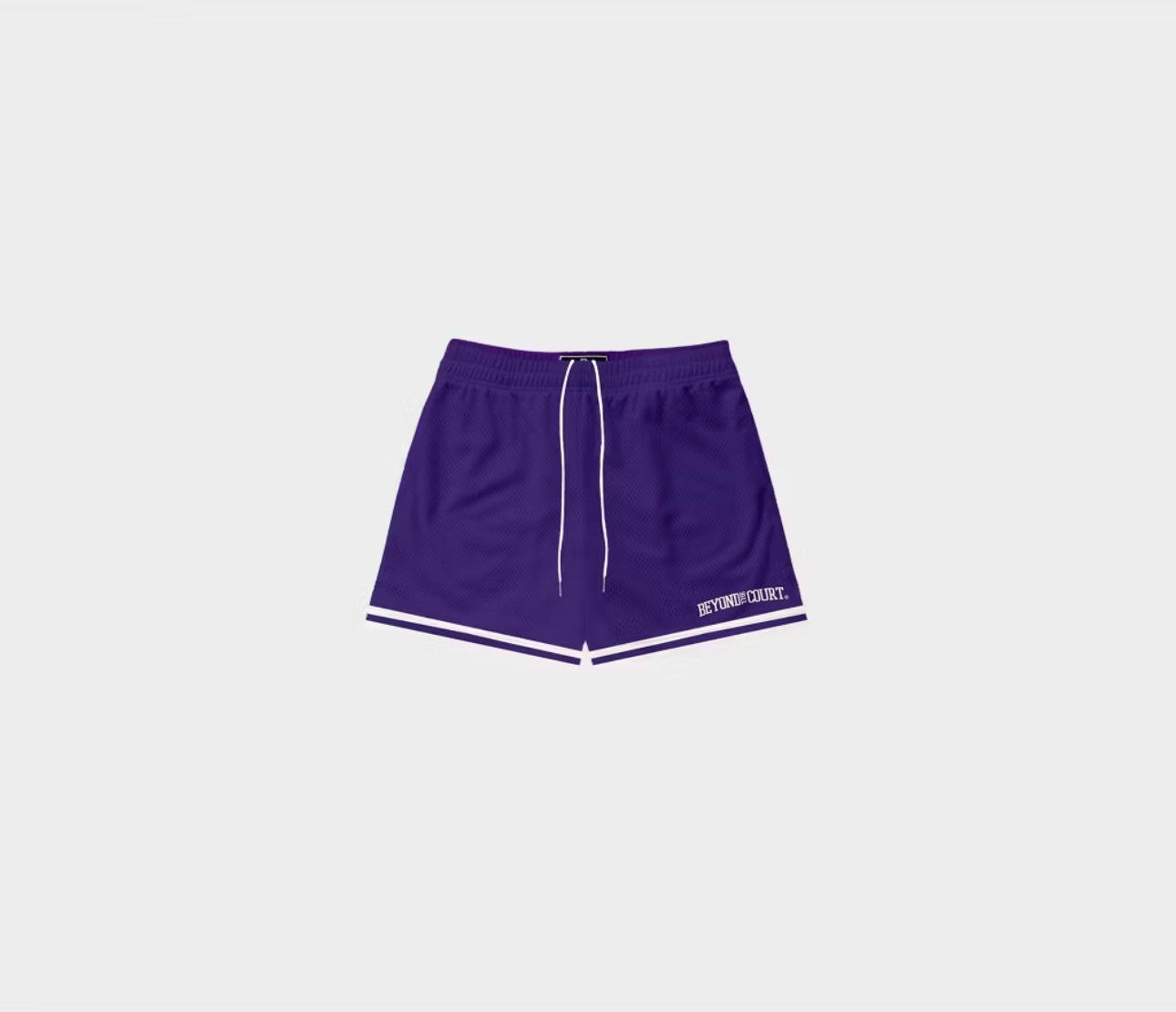 PURPLE WITH WHITE STRIPES "LOGO" SHORTS