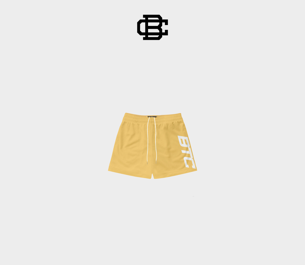 LIGHT MUSTARD "LOGO" SHORTS